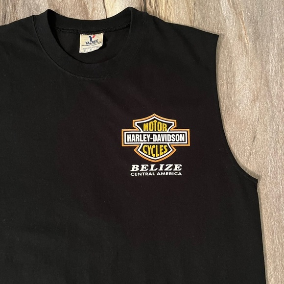 YAZBEK Harley Davidson Sleeveless T-Shirt Tank Size Large Black Belize - Picture 5 of 15
